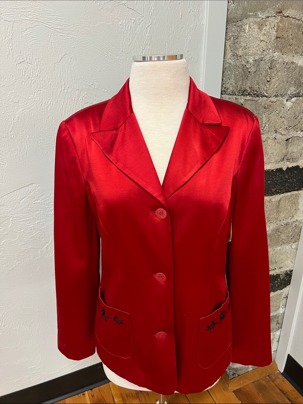 BCBGMaxAzria Red Satin Single-Breasted Women's Blazer Size 12